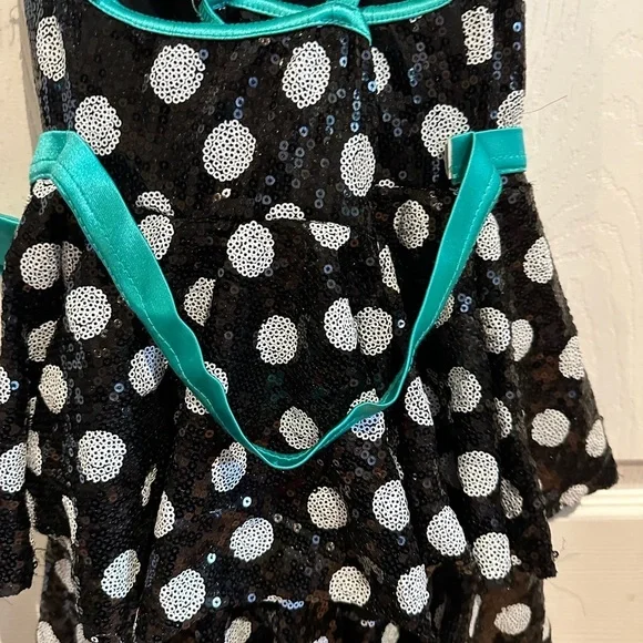 Weissman Sequins Green, Black and White Polka Dot Costume Jazz and Tap Costume - Picture 4 of 5